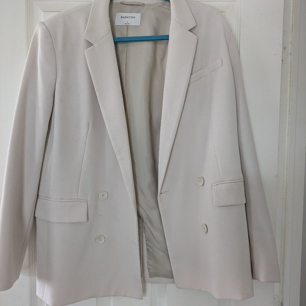 Babaton Oversized White Blazer - Small